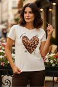 Orly Off White Leopard Heart T-Shirt 262238