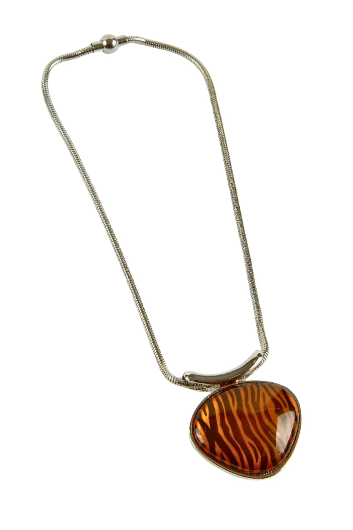 Dante NL48275 Tiger Print Pendant Silver Necklace