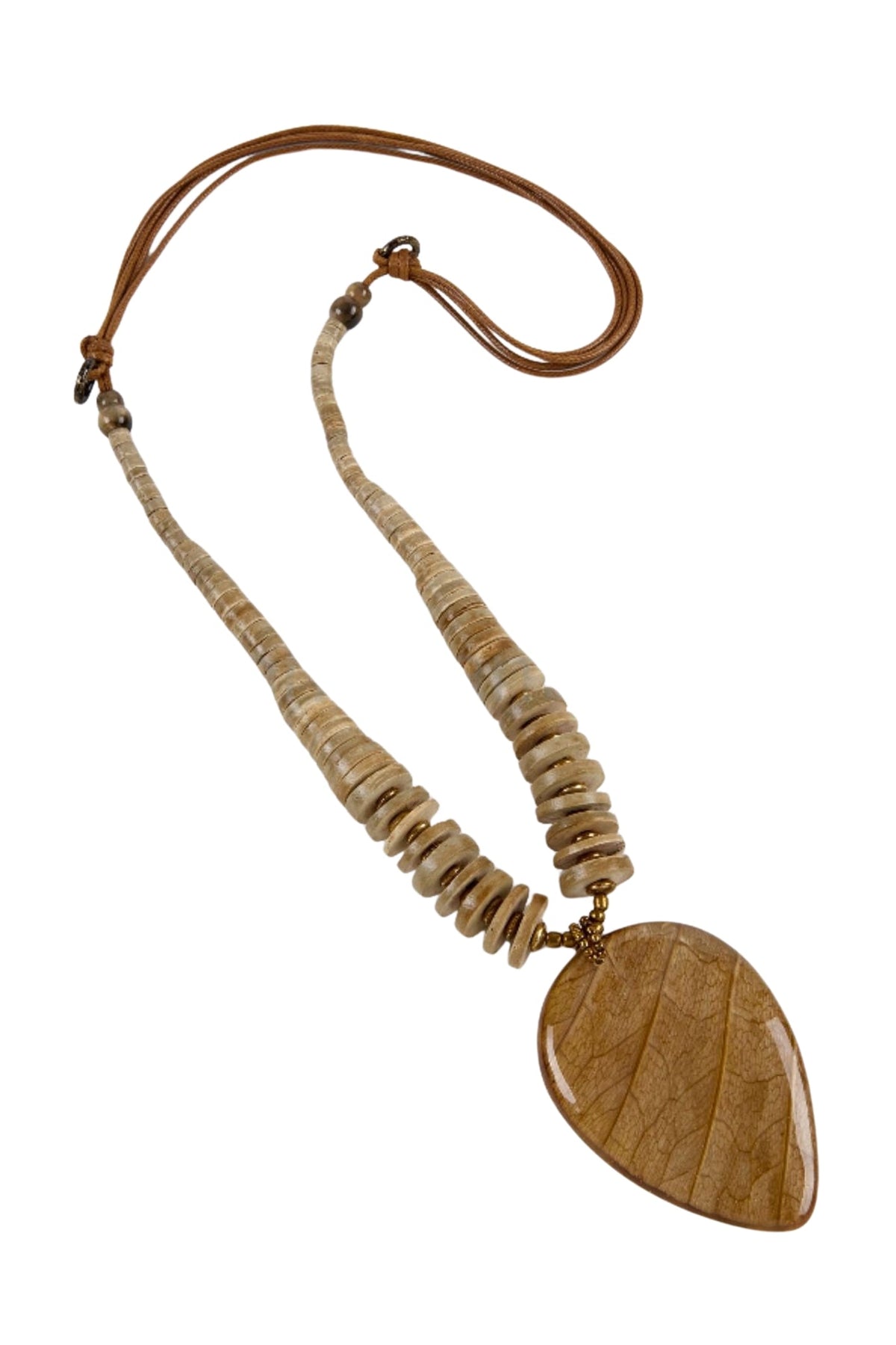 Dante NL5527 Taupe Leaf Pendant Necklace