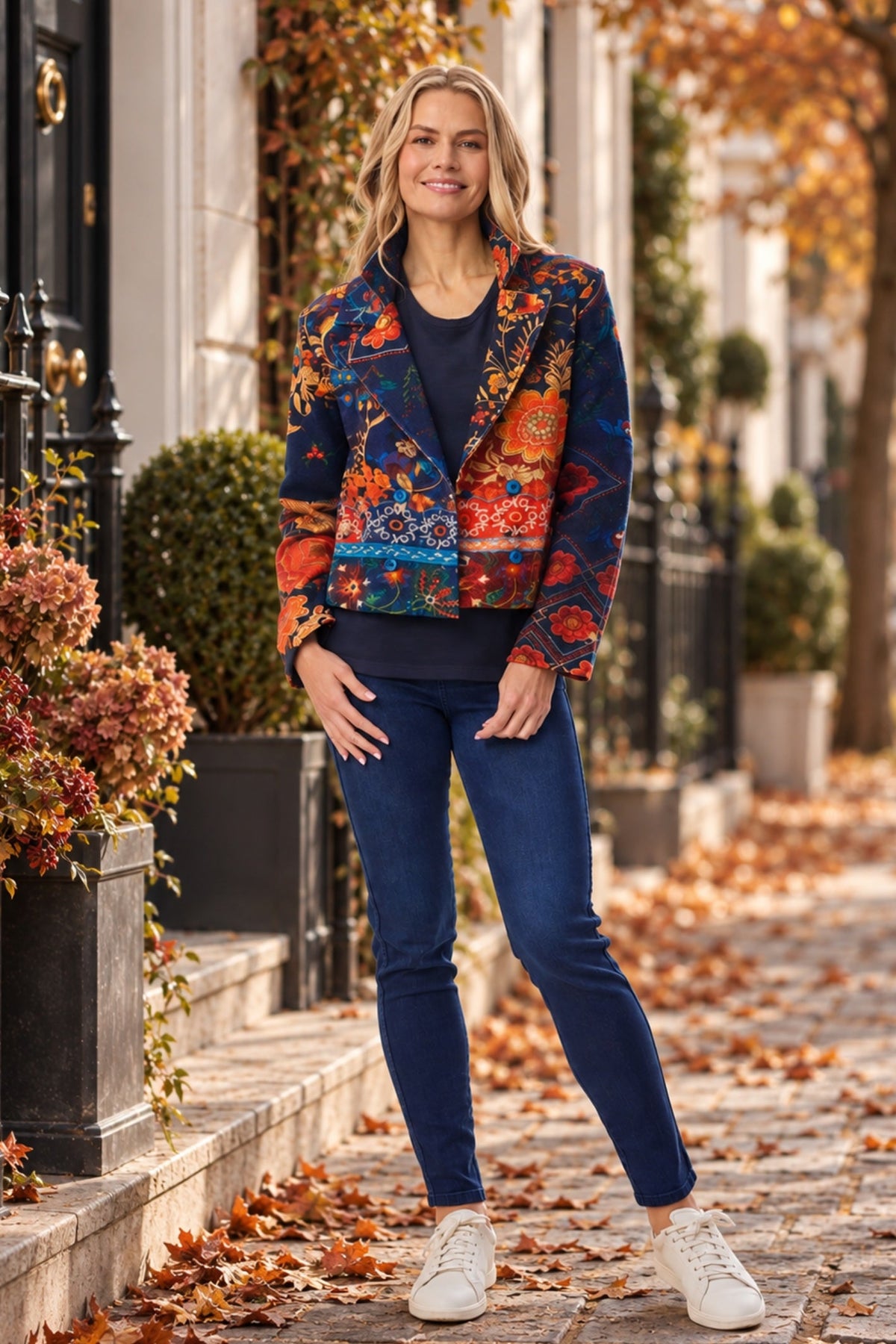Orientique 62813 Embroidery Print Cropped Jacket