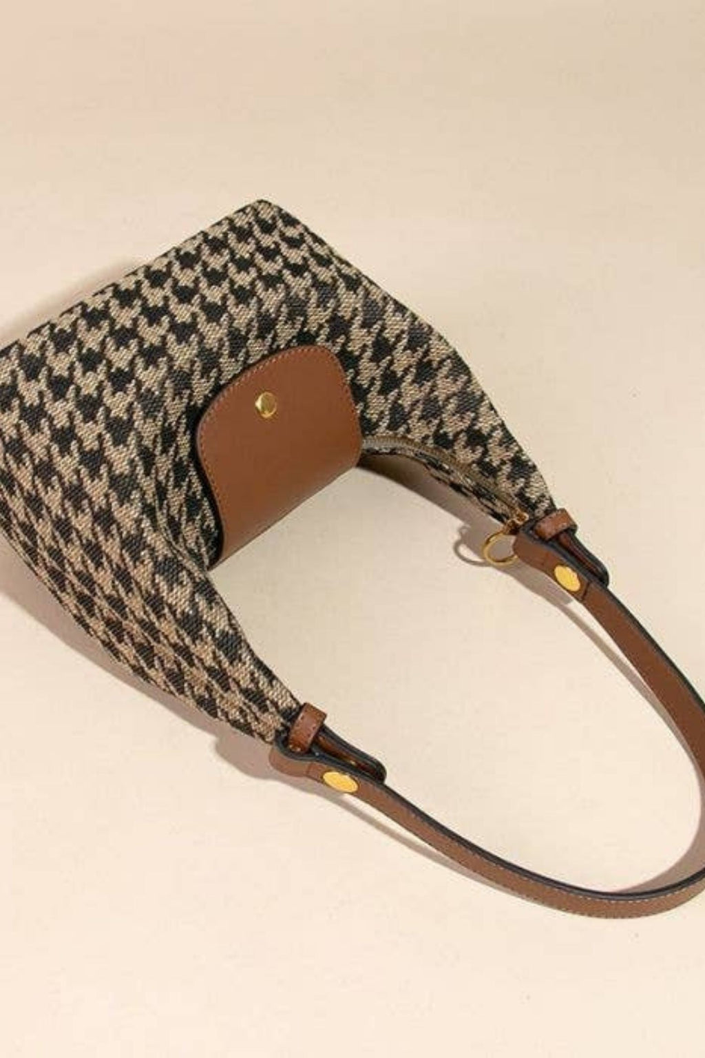Brown Dogtooth Mini Tote Bag