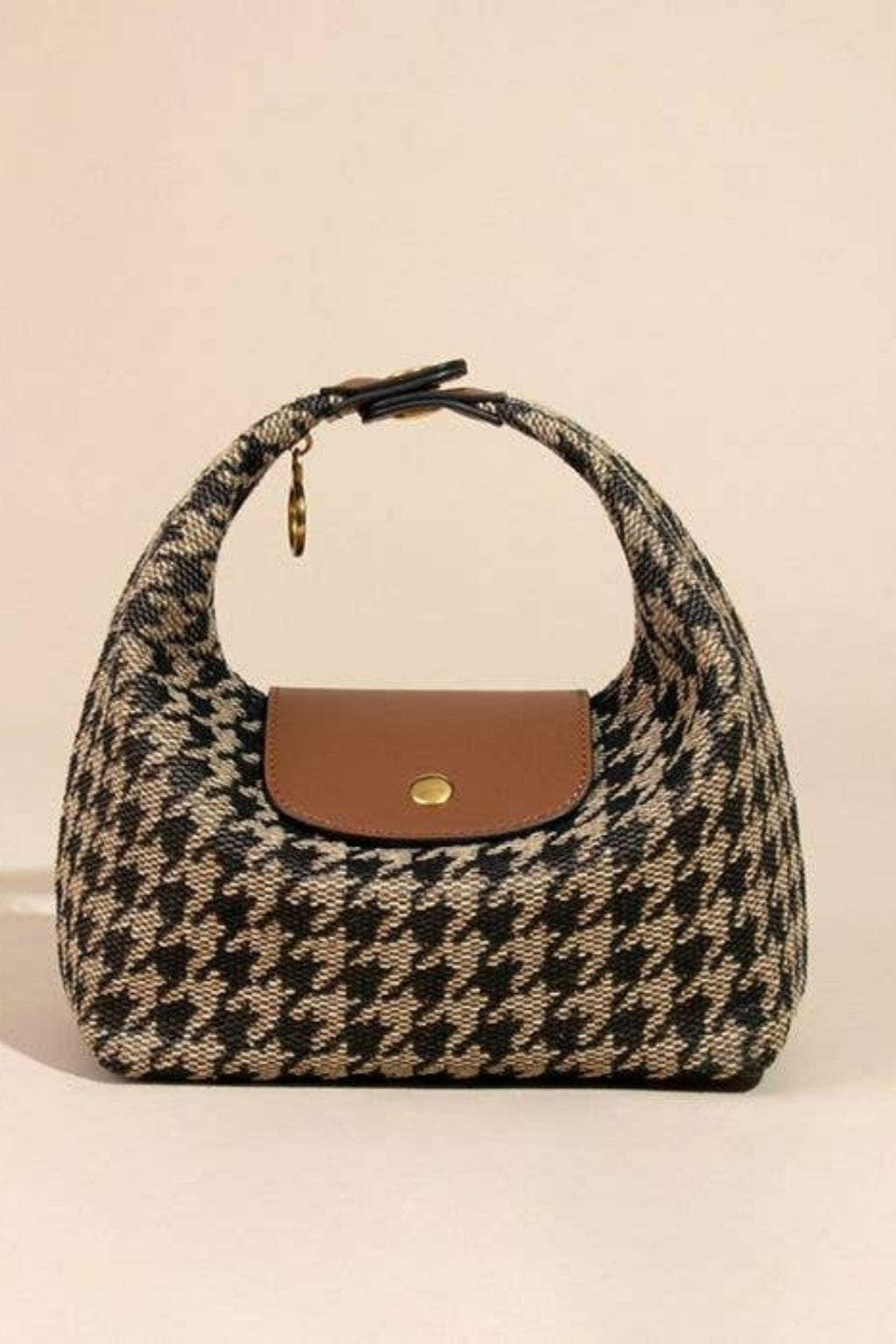 Brown Dogtooth Mini Tote Bag