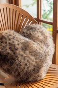 Brown Cheetah Print Fluffy Faux Fur Heart Cushion