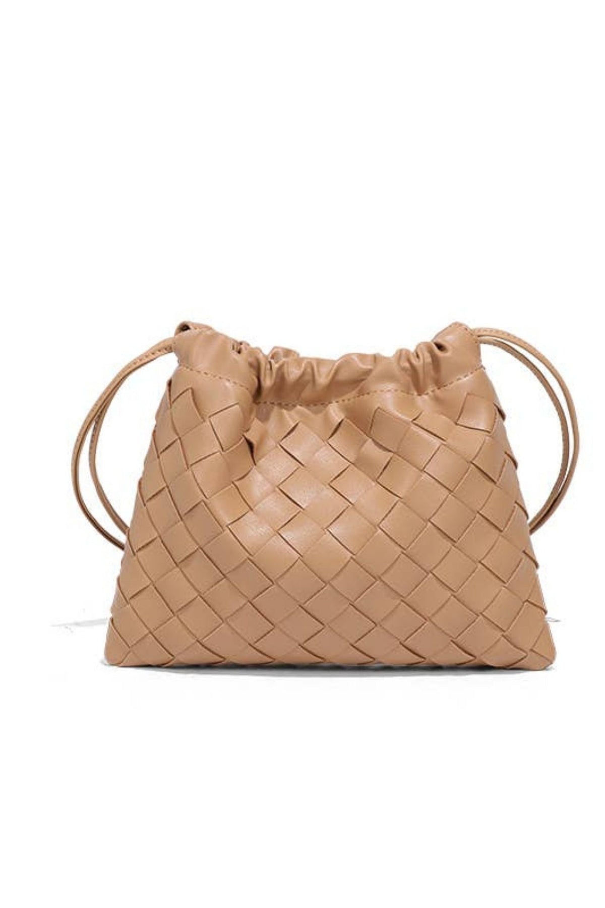 Tan Drawstring Pouch Shoulder Bag