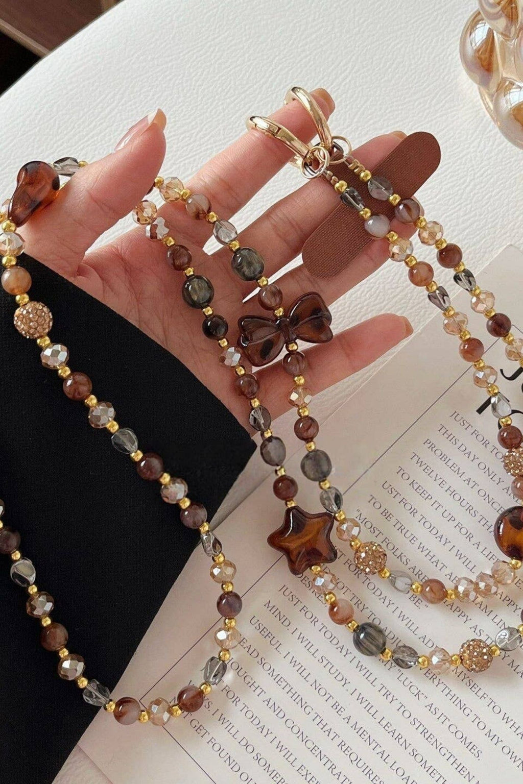 Amber Crystal Beaded Phone Chain