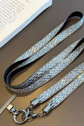 Silver Crystal Rhinestone Phone Lanyard Strap Chain