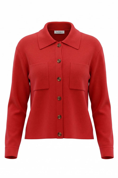 Alice Collins Ines Ruby Red Wool Cardigan 037A130