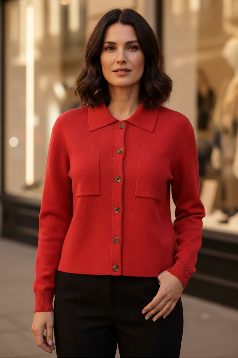 Alice Collins Ines Ruby Red Wool Cardigan 037A130