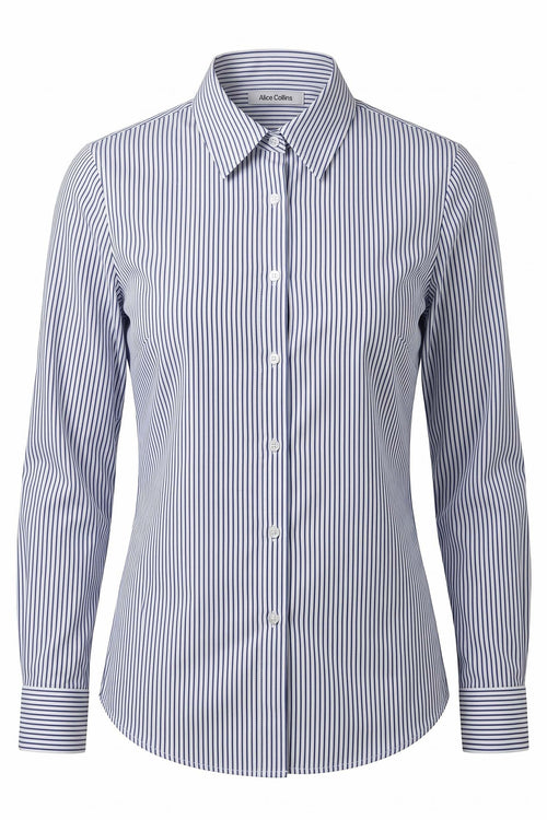 Alice Collins Kim White/Navy Striped Shirt 037A320