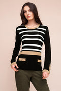 Alison Sheri Camel Brown Combo Stripe Jumper A48049