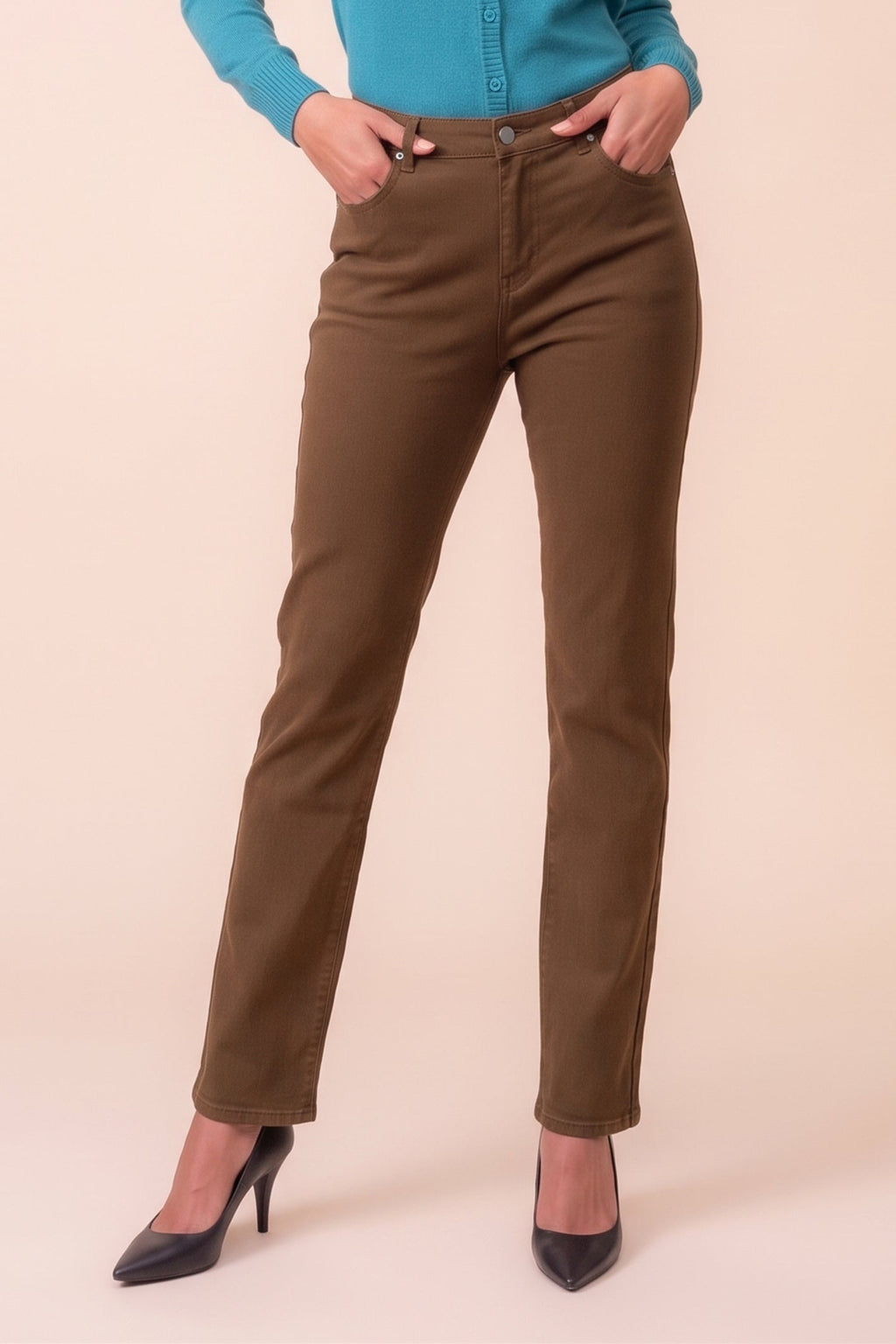 Alison Sheri Chocolate Brown Straight Leg Jeans PAS2403