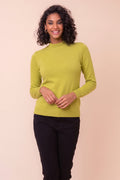 Alison Sheri Lime Green Long Sleeve Mock Turtle Neck Jumper YRE705