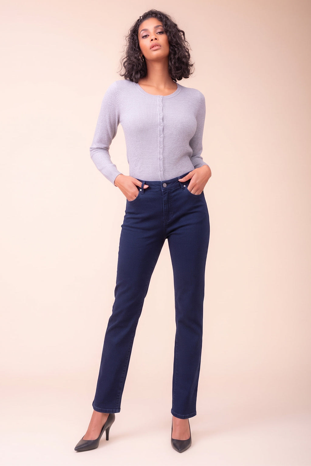 Alison Sheri Navy Straight Leg Jeans PAS2403