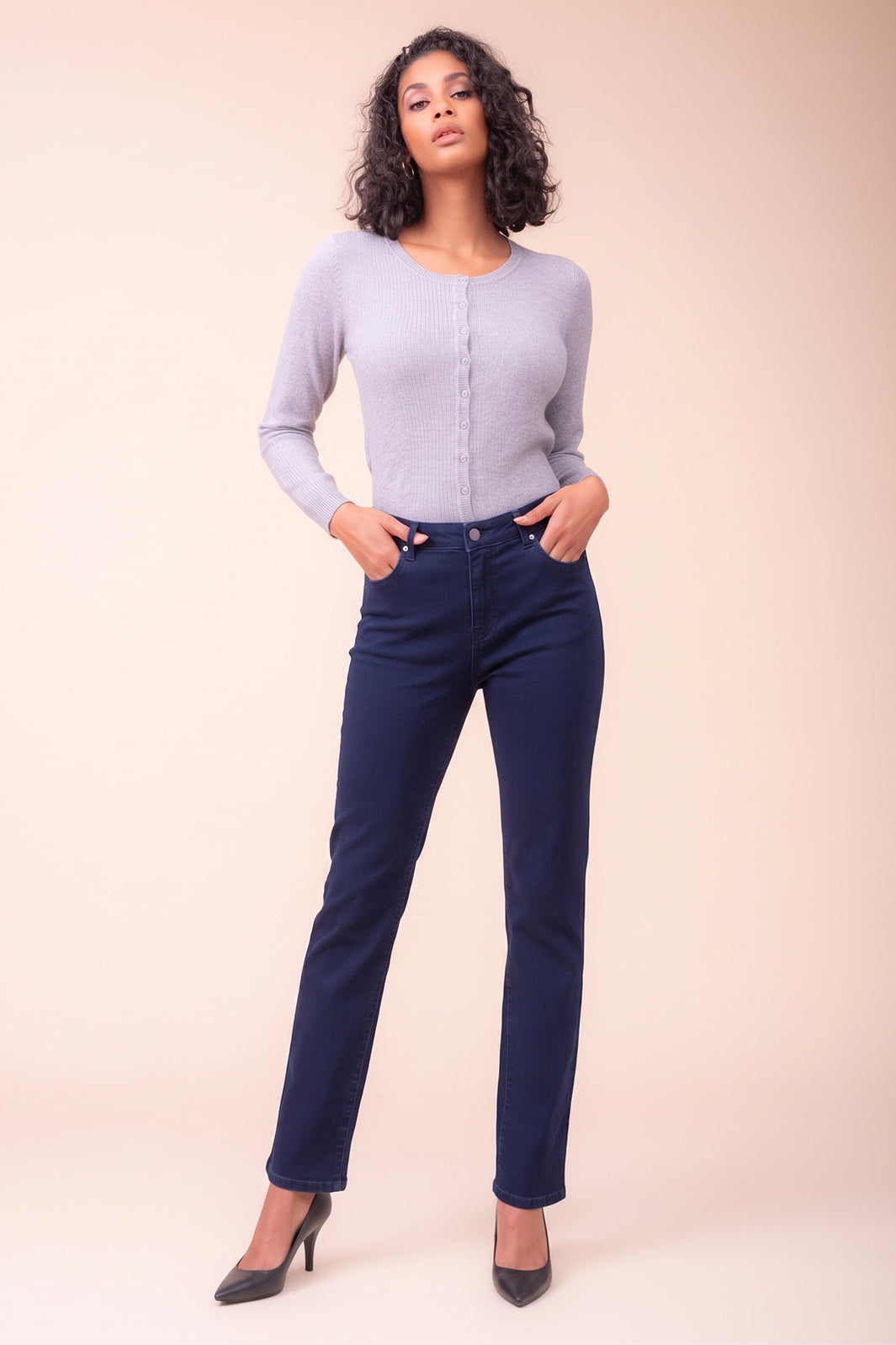 Alison Sheri Navy Straight Leg Jeans PAS2403