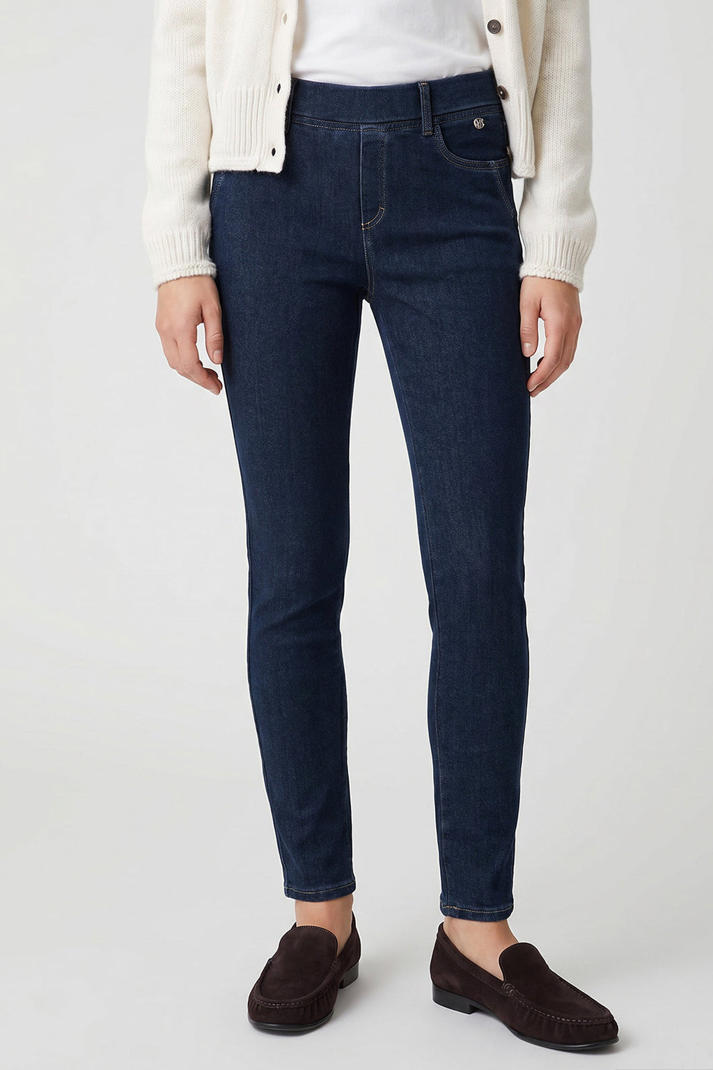 Anna Montana 1021 Angelika Dark Blue Denim Pull-On Trousers