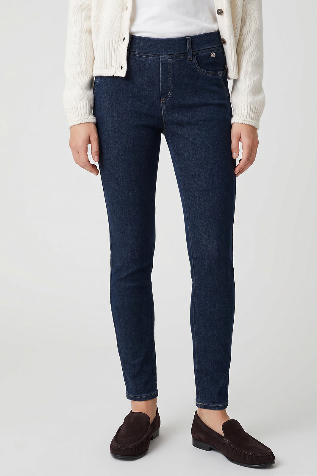 Anna Montana 1021 Angelika Dark Blue Denim Pull-On Trousers