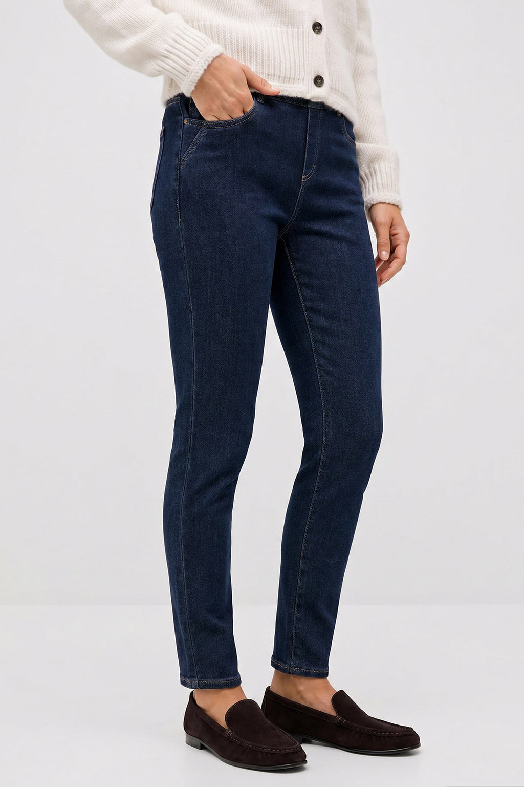 Anna Montana 1021 Angelika Dark Blue Denim Pull-On Trousers