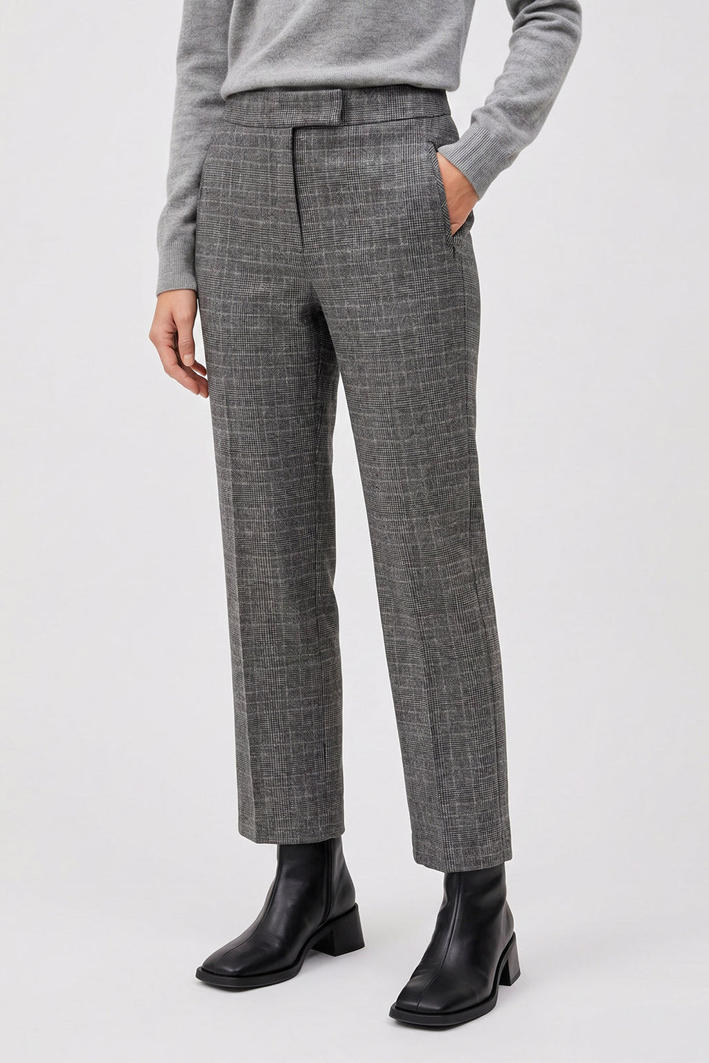 Anna Montana 5667 Rose Grey Check Tweed Trousers