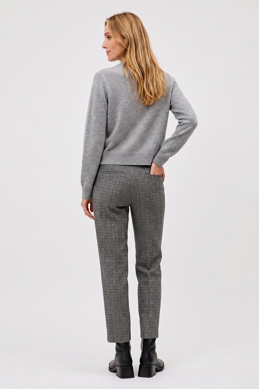 Anna Montana 5667 Rose Grey Check Tweed Trousers