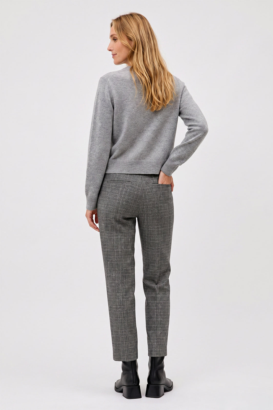Anna Montana 5667 Rose Grey Check Tweed Trousers