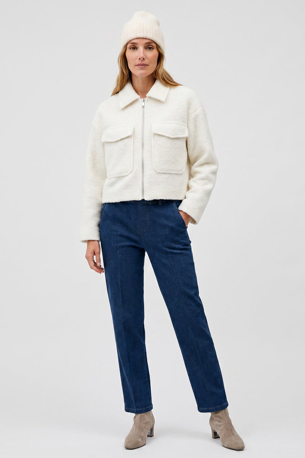 Anna Montana Mila Blue Denim Straight Leg Trousers 1045