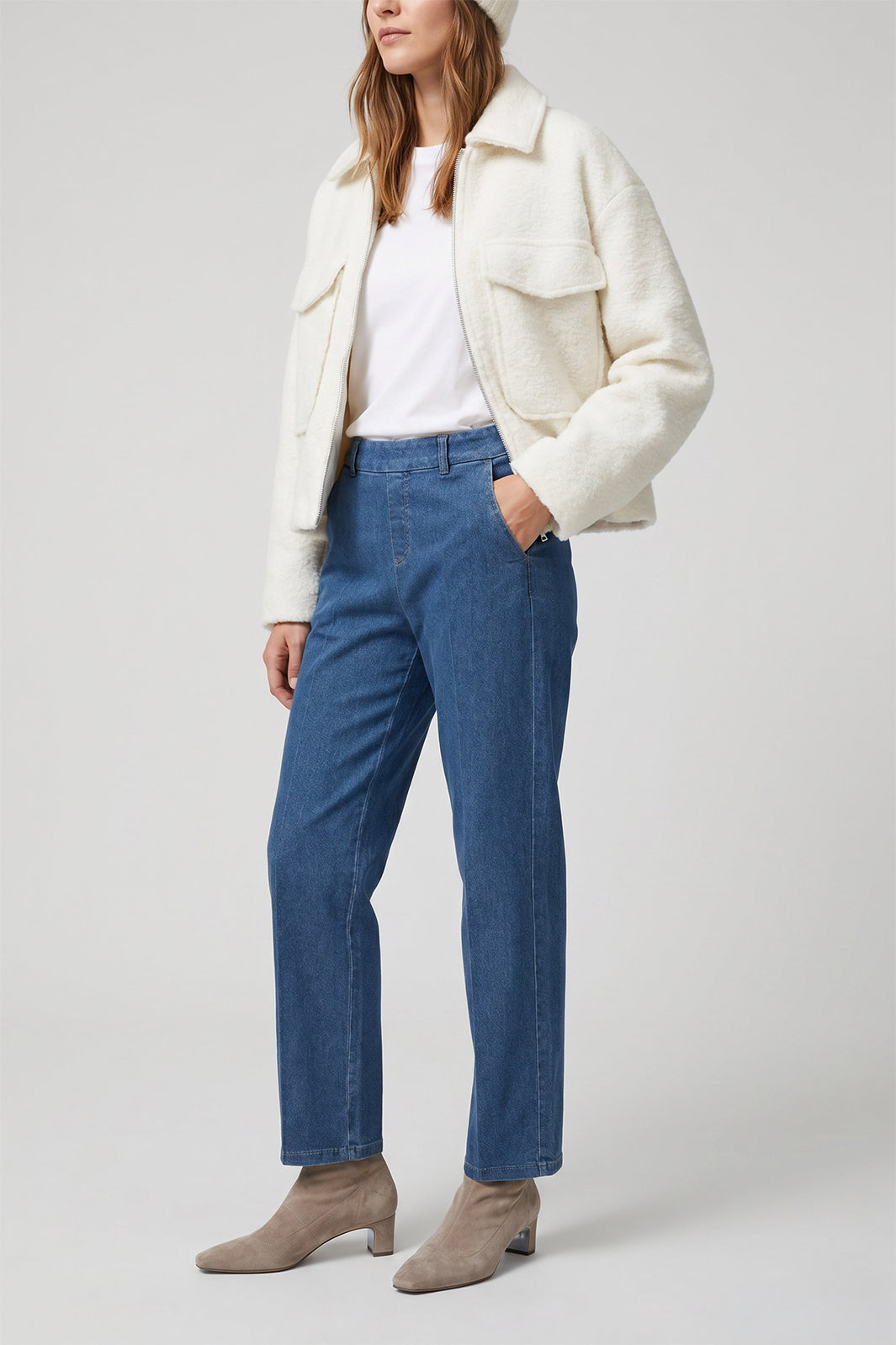 Anna Montana Mila Blue Denim Straight Leg Trousers 1045