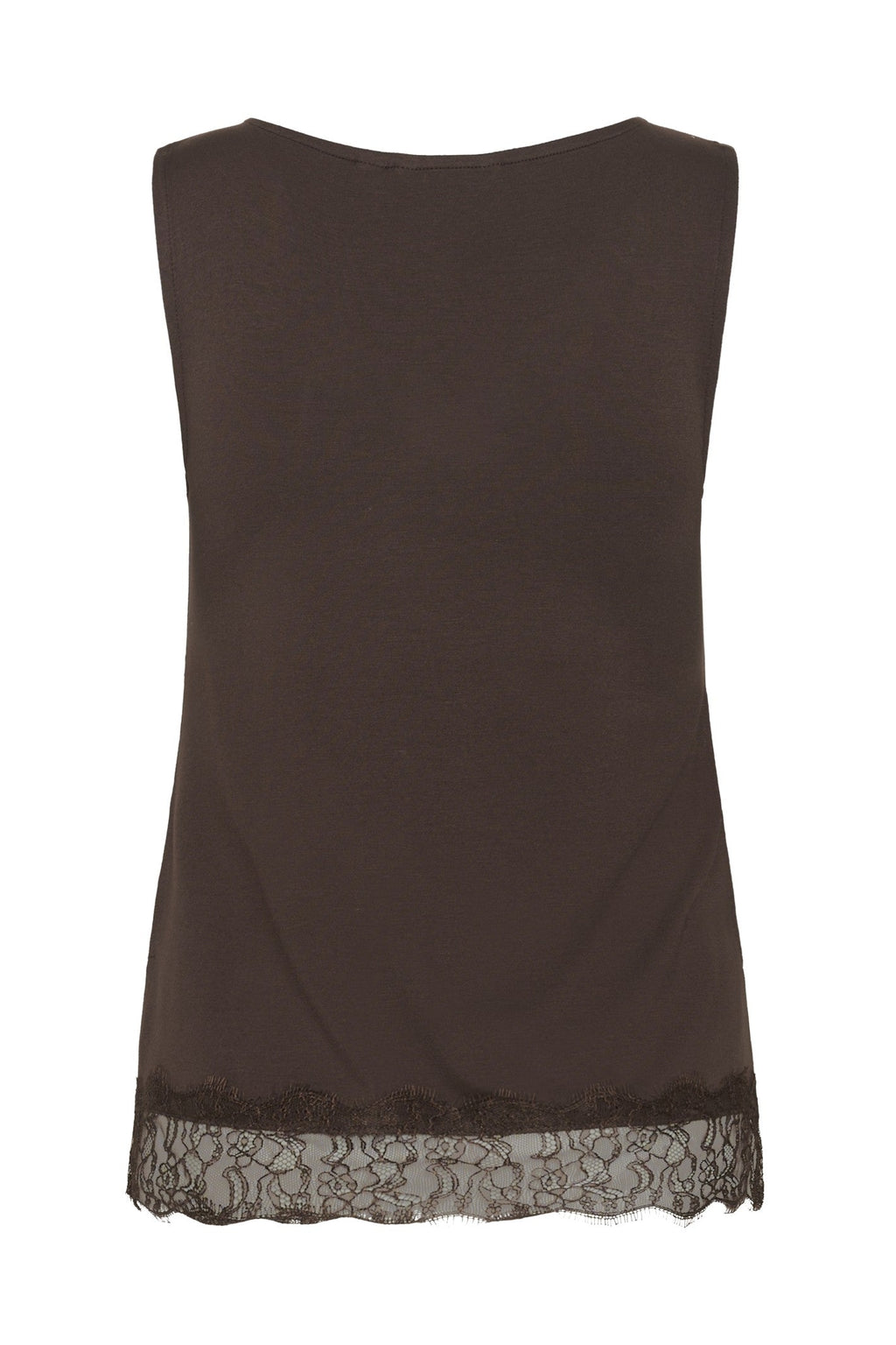 Cream Clothing CRAlvaia Java Brown Jersey Lace Top 10615546 191016