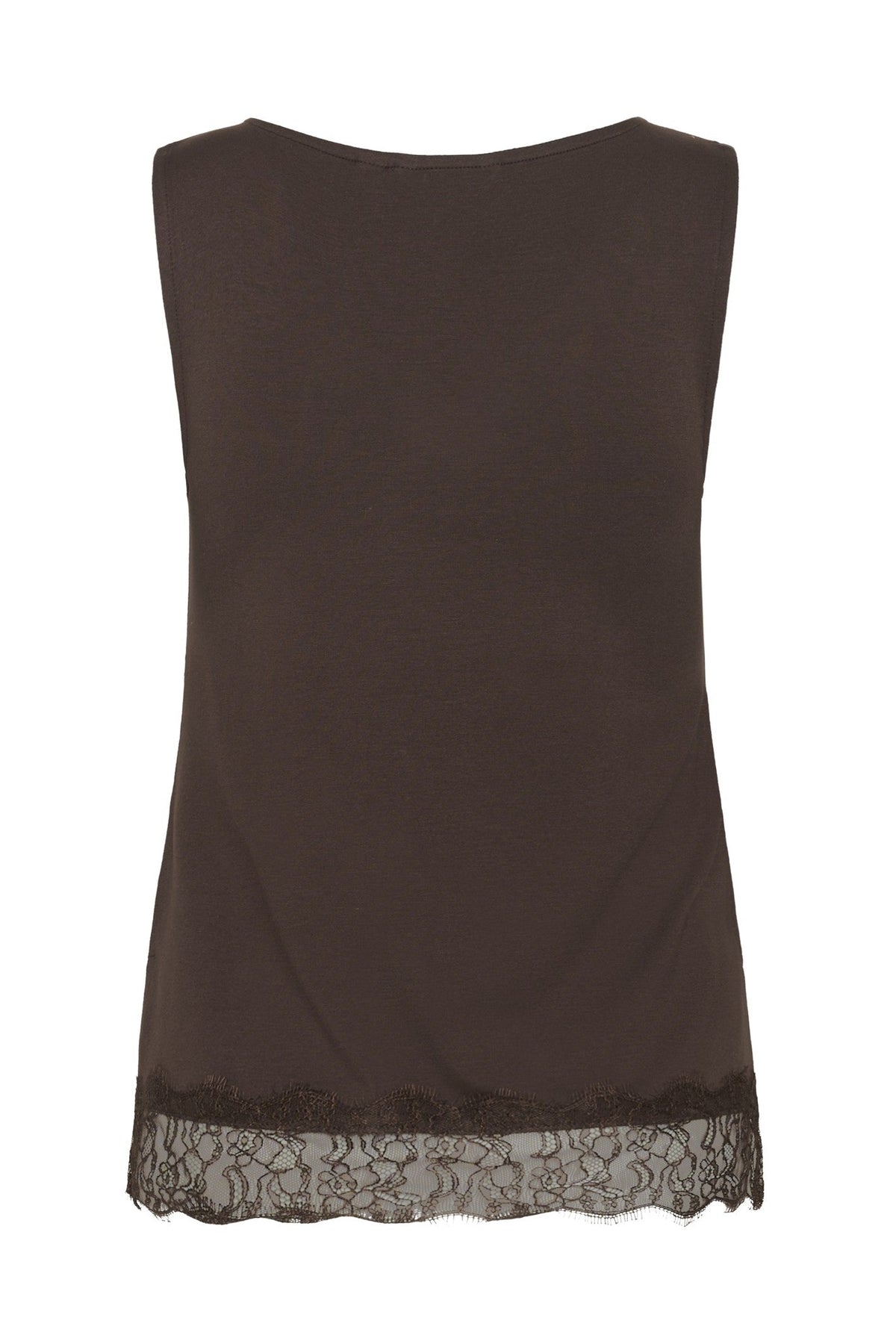 Cream Clothing CRAlvaia Java Brown Jersey Lace Top 10615546 191016