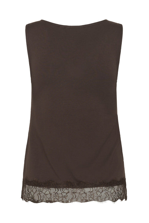 Cream Clothing CRAlvaia Java Brown Jersey Lace Top 10615546 191016