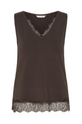 Cream Clothing CRAlvaia Java Brown Jersey Lace Top 10615546 191016