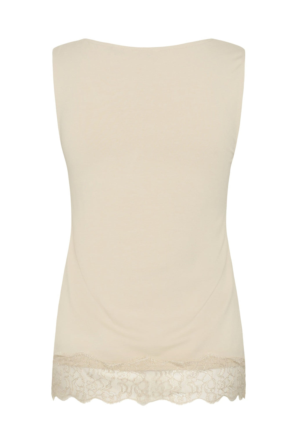 Cream Clothing CRAlvaia Oatmeal Beige Jersey Lace Top 10615546 130401