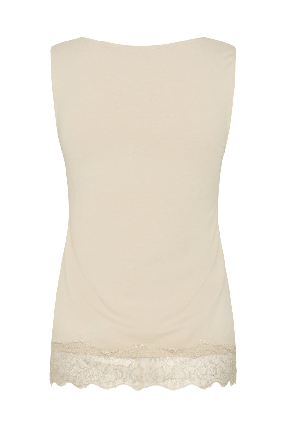 Cream Clothing CRAlvaia Oatmeal Beige Jersey Lace Top 10615546 130401
