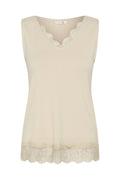 Cream Clothing CRAlvaia Oatmeal Beige Jersey Lace Top 10615546 130401