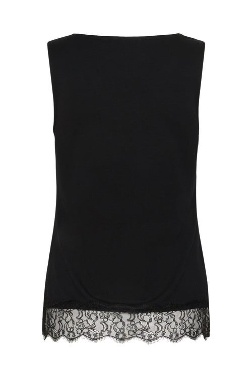 Cream Clothing CRAlvaia Pitch Black Jersey Lace Top 10615546 100120