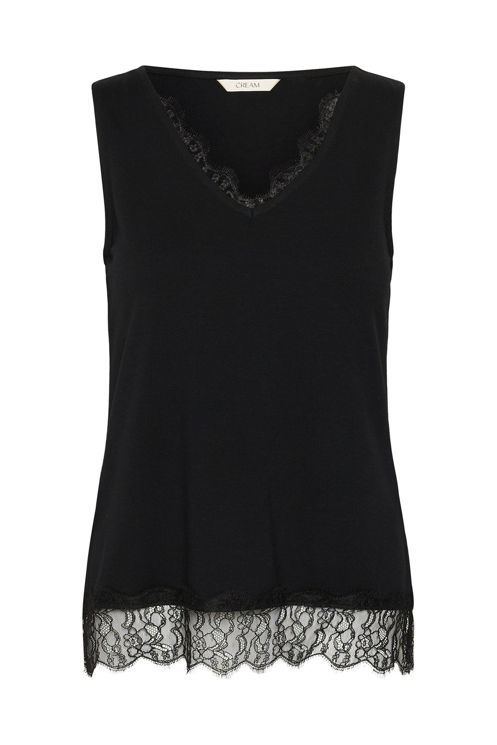 Cream Clothing CRAlvaia Pitch Black Jersey Lace Top 10615546 100120