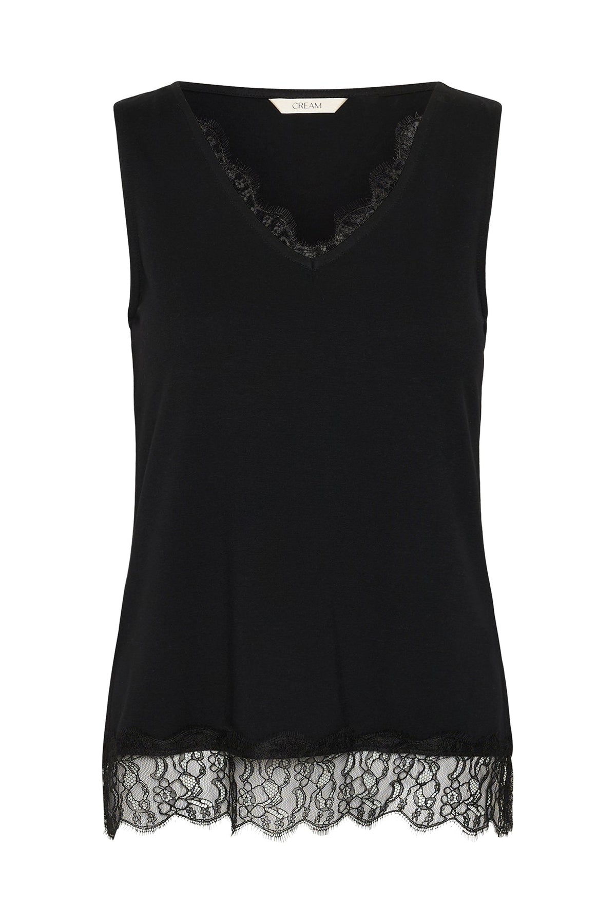 Cream Clothing CRAlvaia Pitch Black Jersey Lace Top 10615546 100120