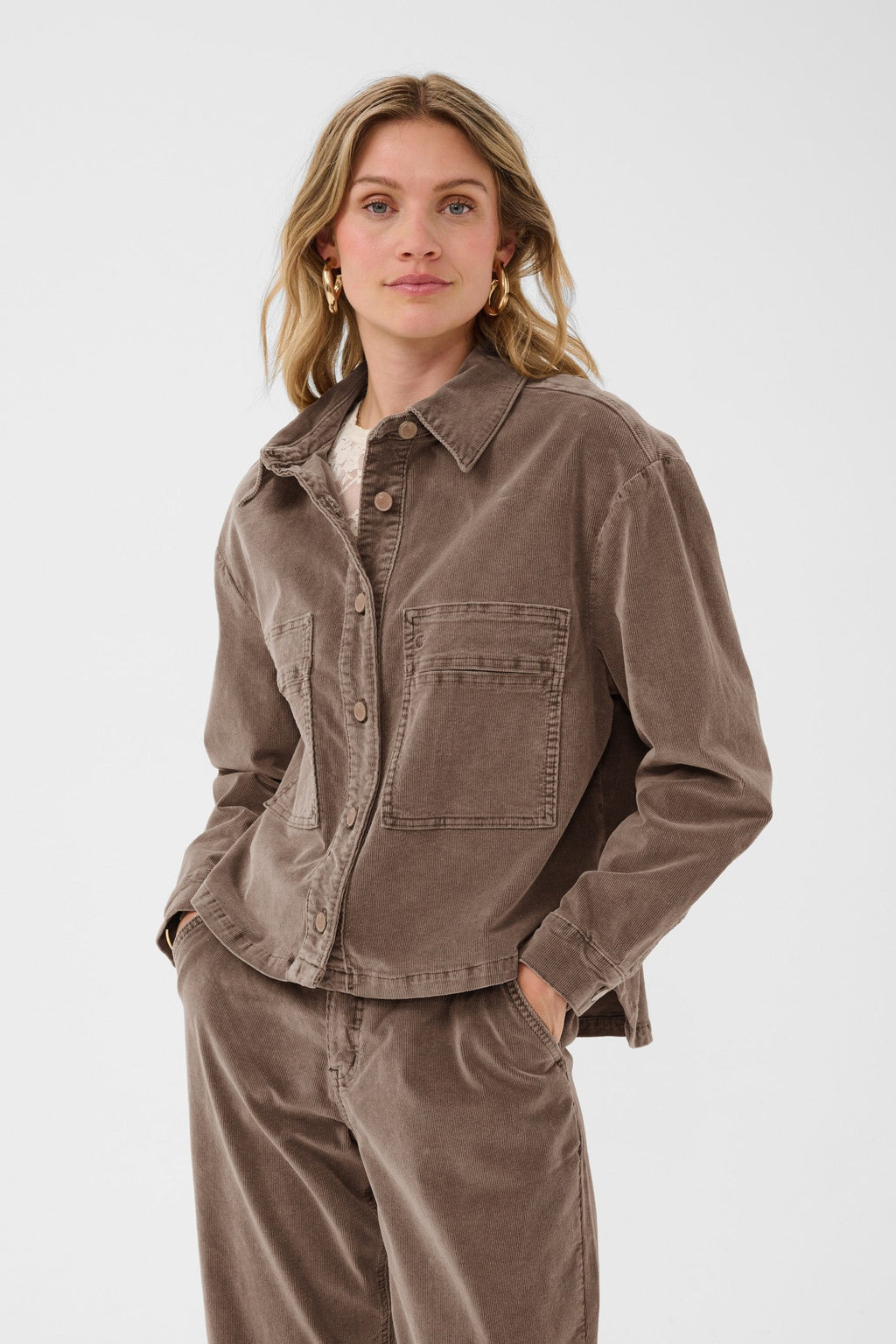 Cream Clothing CRBrady Brown Lentil Corduroy Shirt Jacket 10615340 171409