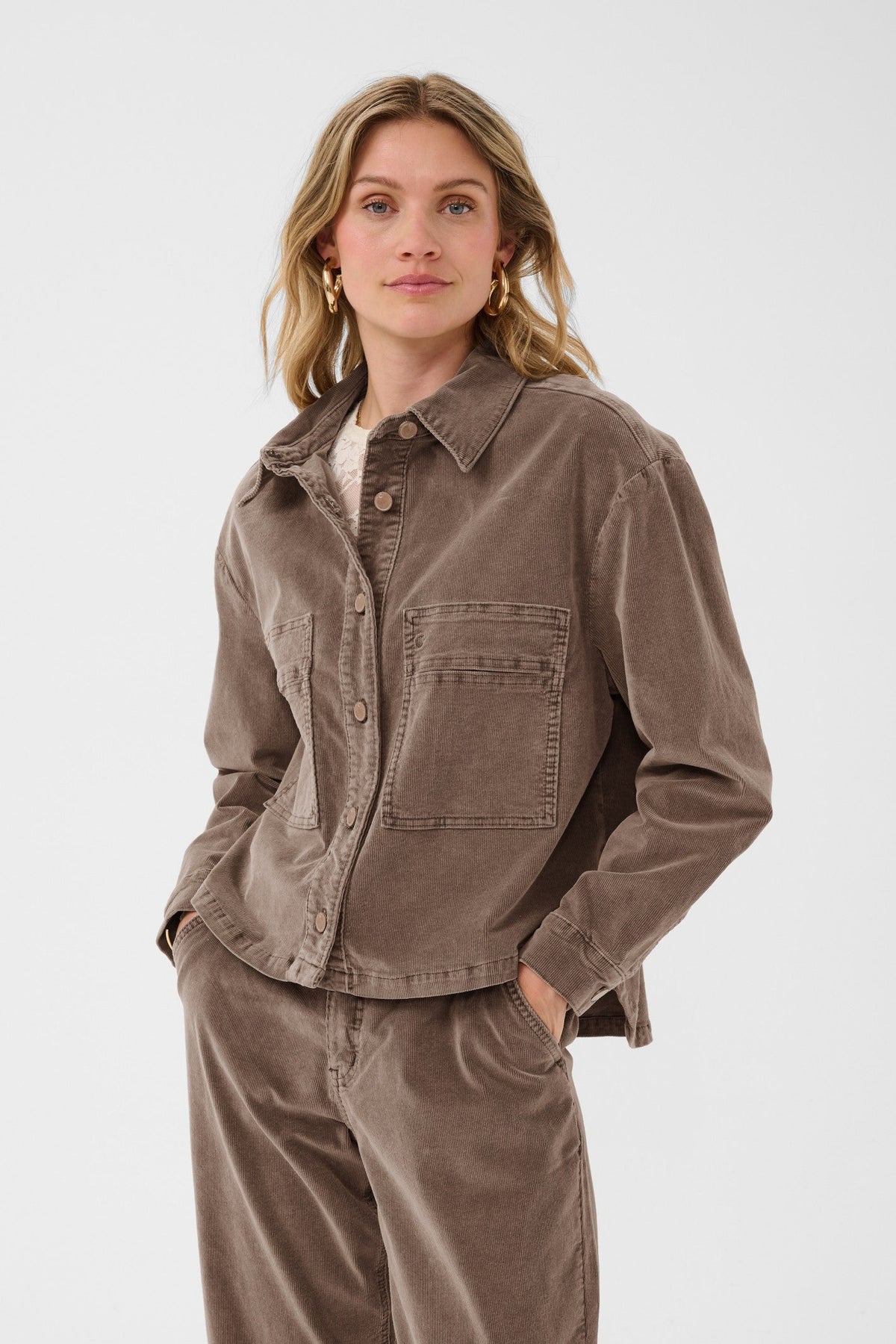 Cream Clothing CRBrady Brown Lentil Corduroy Shirt Jacket 10615340 171409