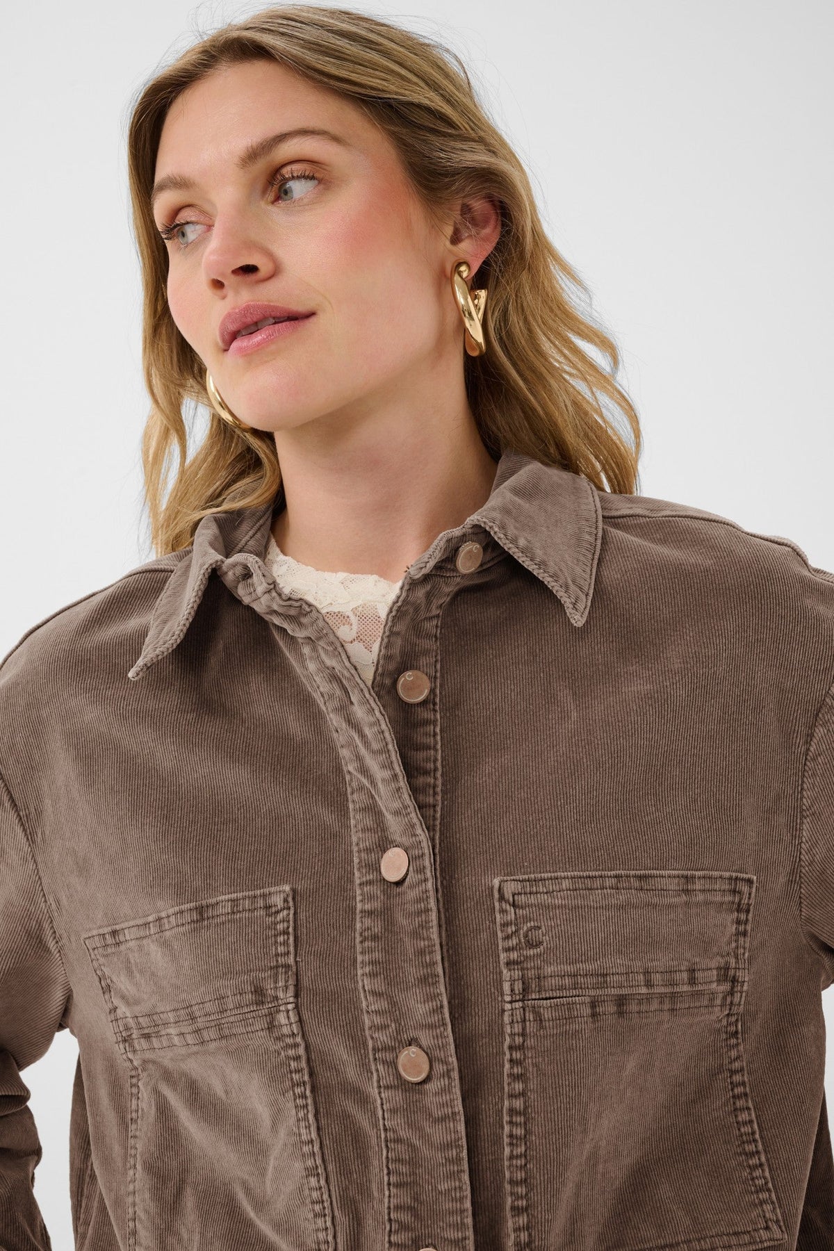 Cream Clothing CRBrady Brown Lentil Corduroy Shirt Jacket 10615340 171409