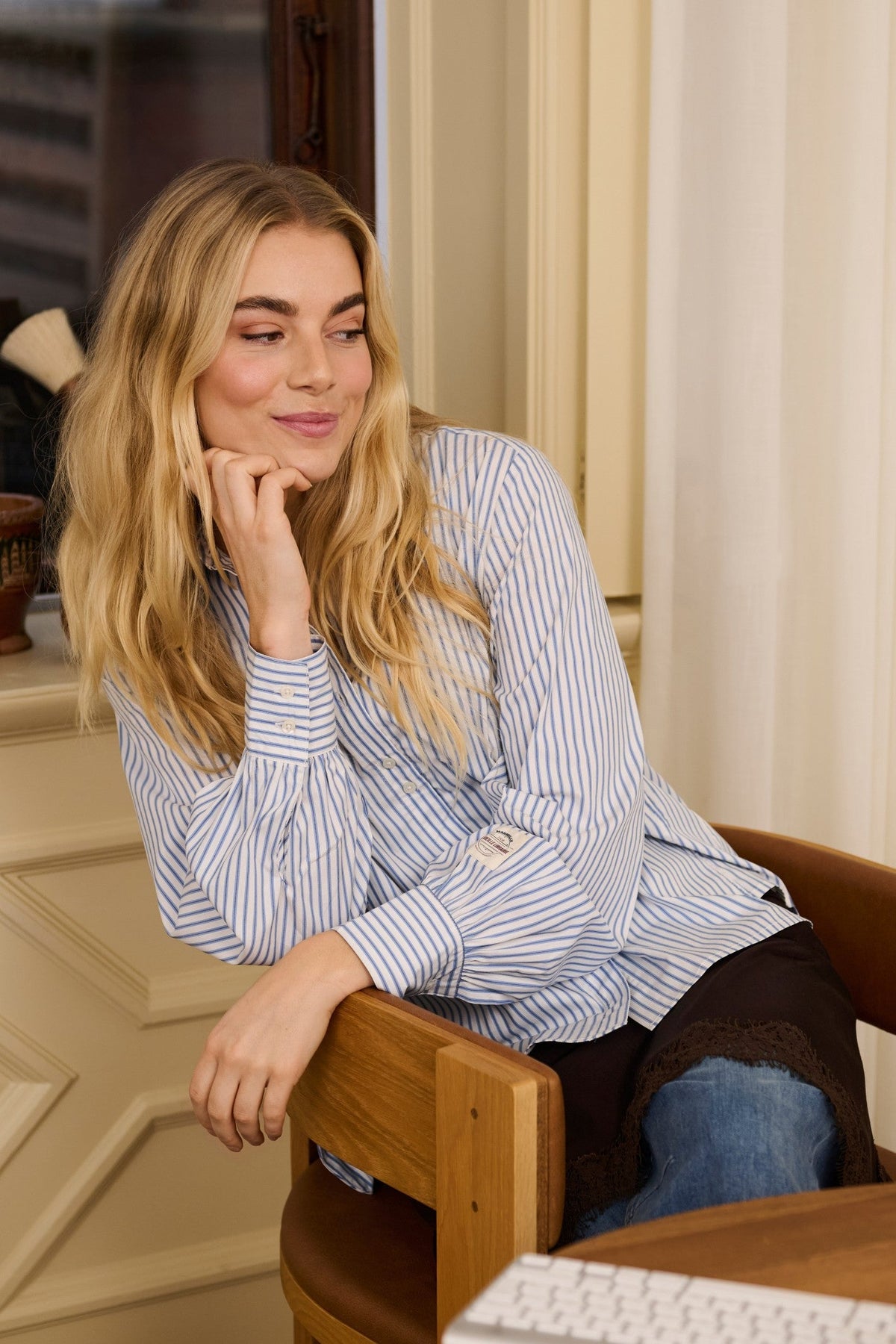 Cream Clothing CRMira Air Blue Stripe Shirt 10615320 109907