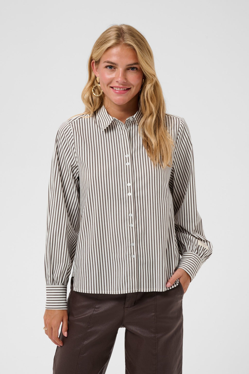 Cream Clothing CRMira Java Brown Stripe Shirt 10615320 1000264