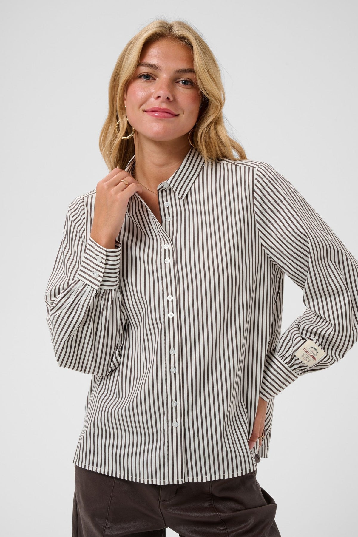 Cream Clothing CRMira Java Brown Stripe Shirt 10615320 1000264