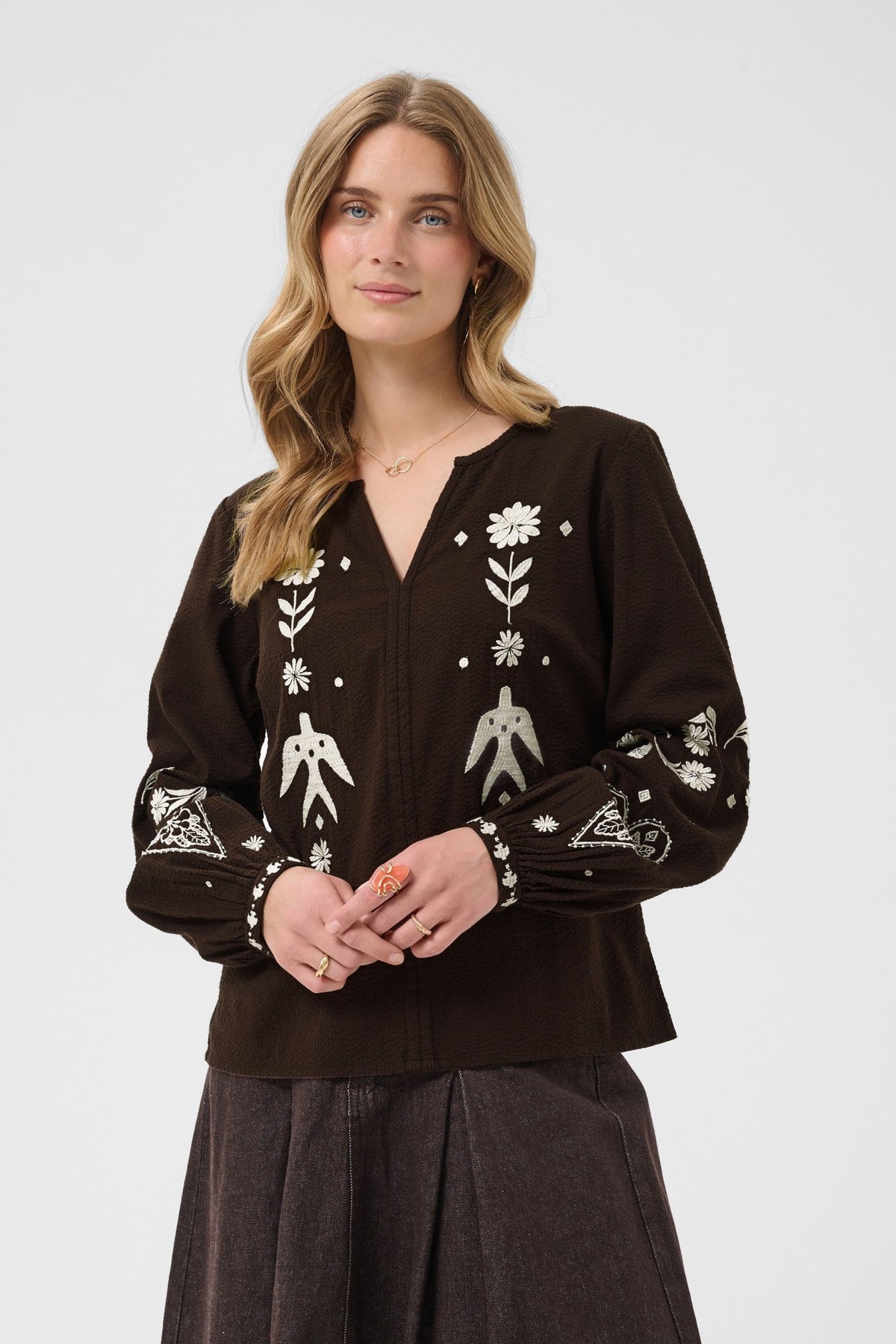 Cream Clothing CRPatulie Java Brown Blouse 10615336 191016