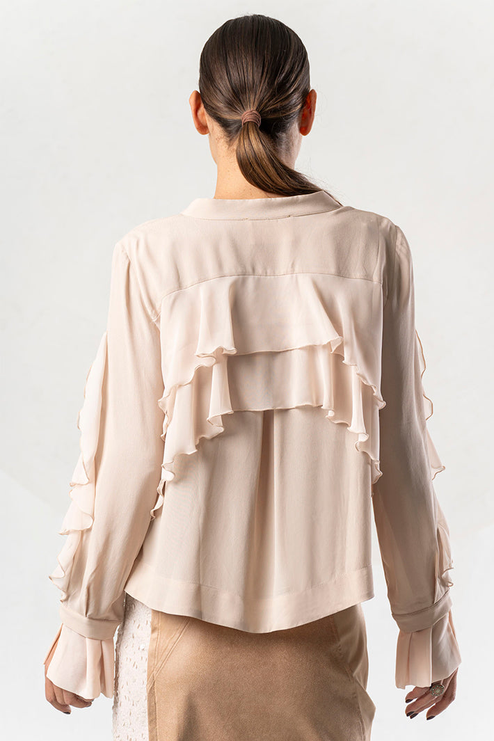 Elisa Cavaletti Beige Ruffle Layer Blouse ELW265030105 12126