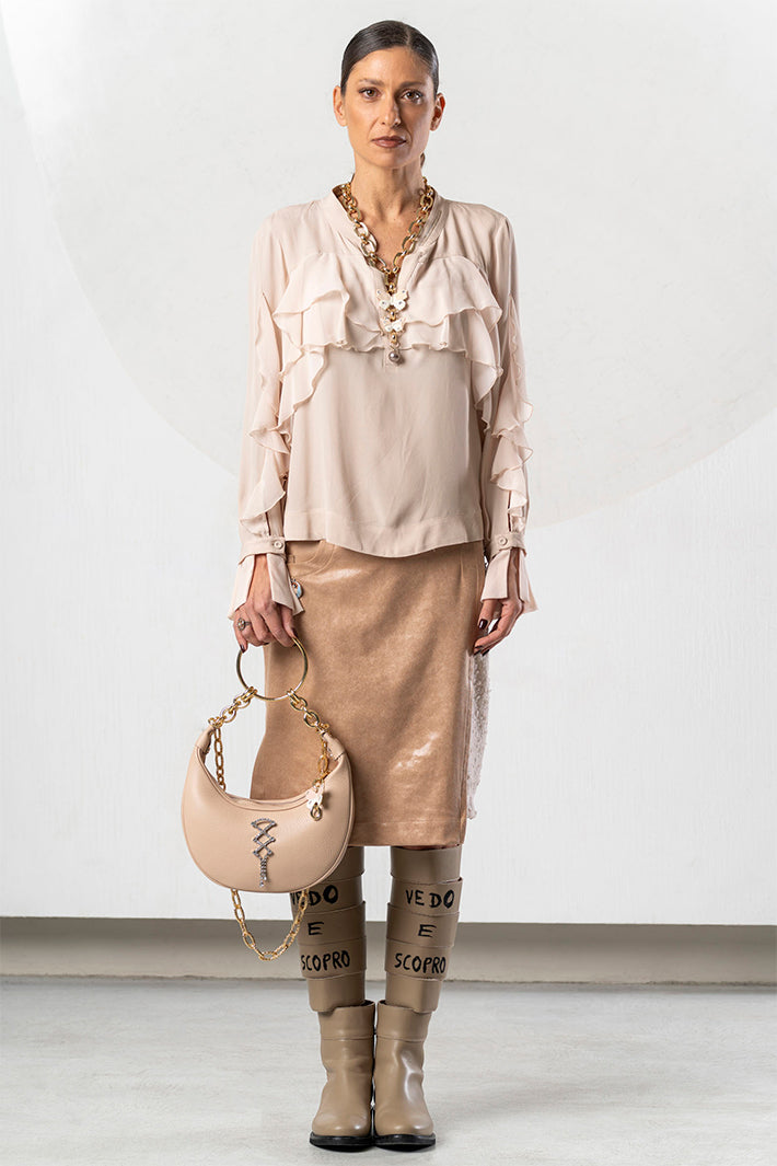 Elisa Cavaletti Beige Ruffle Layer Blouse ELW265030105 12126