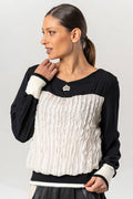 Elisa Cavaletti Black Cream Crushed Ruffle Top ELW265051401 03256