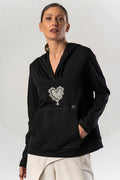 Elisa Cavaletti Black Crystal Heart Hooded Top DD0060212S 02001