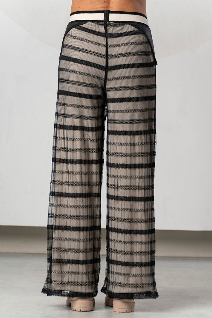 Elisa Cavaletti Black Mesh Pull-On Trousers ELW266054105 02135