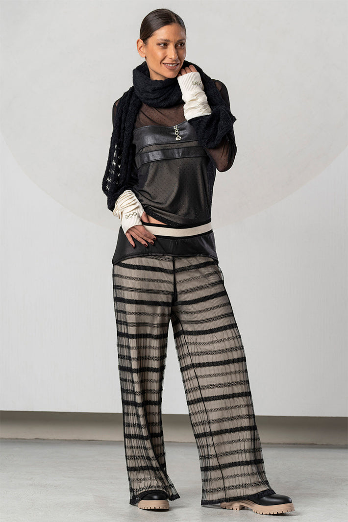 Elisa Cavaletti Black Mesh Pull-On Trousers ELW266054105 02135