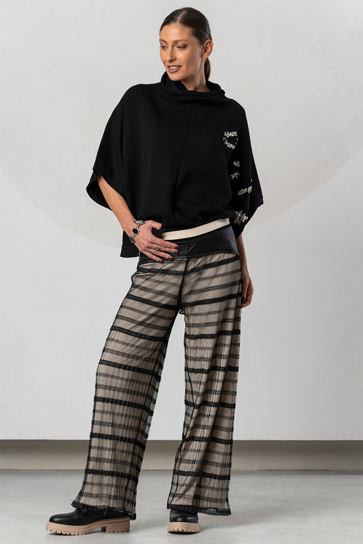 Elisa Cavaletti Black Mesh Pull-On Trousers ELW266054105 02135